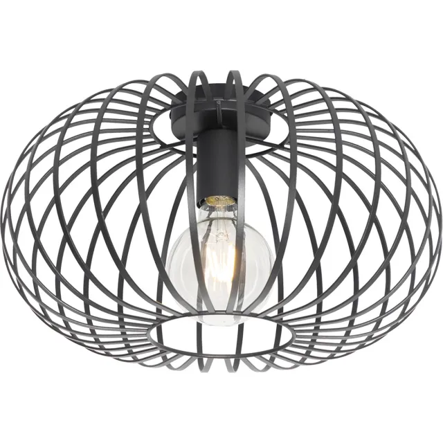 QAZQA johanna - Design Dimbare LED Smart Plafondlamp incl. wifi met Dimmer - 1 lichts - Ø 39 cm - Zwart - Woonkamer | Slaapkamer | Keuken Zwart Smart LED