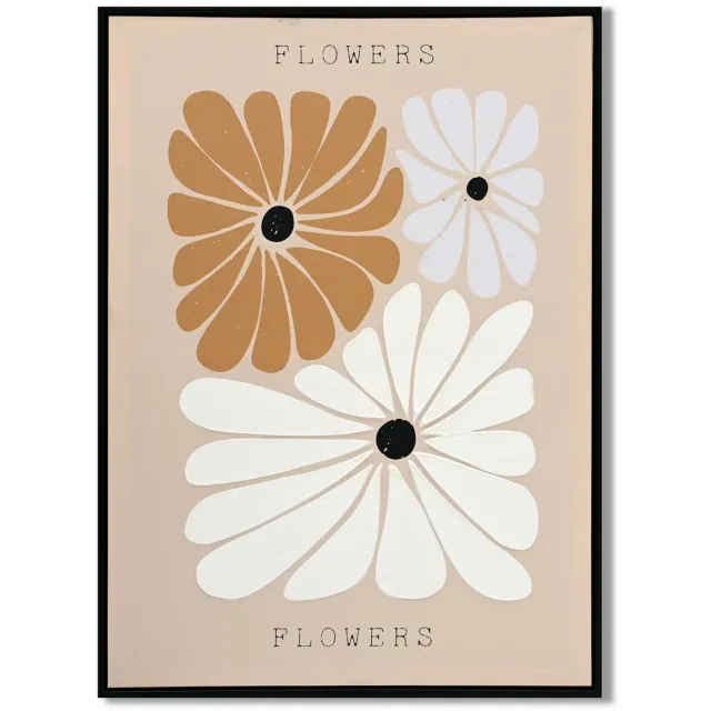 homebound by ky Schilderij bloemen organisch 48x68cm Beige