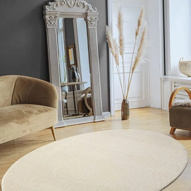 the carpet RELAX – Extra Zacht & Wasbaar Vloerkleed tot 30°C met Antislip Onderzijde – Fluweelachtige Structuur – Voor Slaapkamer of Woonkamer – Crème, 140 x 200 cm oval Creme-Ovaal