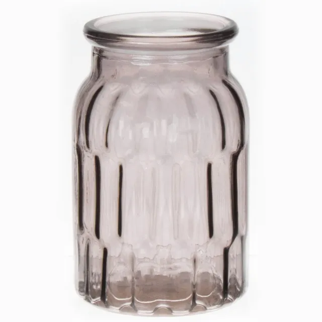 Bellatio Design Bloemenvaas klein - grijs - transparant glas - 10 x 16 cm - vaas
