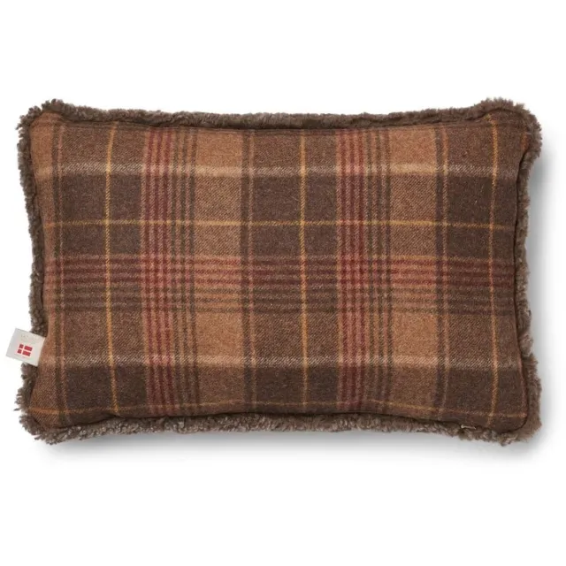 Sheepskin House Eenzijdig Schapenvacht Kussen - KW - 34x52 cm Cocoa-Dark Brown/Taupe