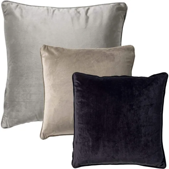 Dutch Decor KUSSENSET - 3-delig - Velvet Layers - 60x60 cm, 45x45 cm - inclusief binnenkussens - grijs, taupe, zwart - Met Ritssluiting – Decoratie set sierussens - Comfortabele kussentjes voor op de Bank