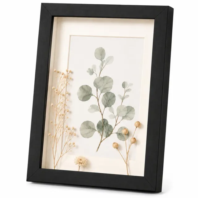 SWGOTA Zwarte MDF-fotolijst 30 x 40 cm (12 x 16 inch), 2 cm holle ruimte, rechthoekig, met glas en afbeelding