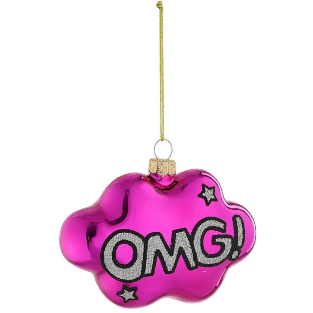 Mica Decorations kerstornament OMG - glas - paars
