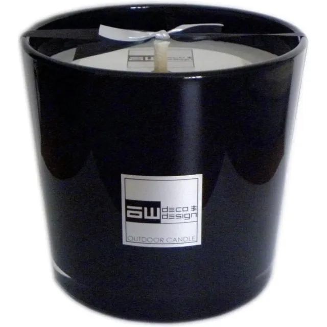 Deco & Design Outdoor candle - Buitenkaars in glaspot - luxueuze tuinkaars - zwart - D17cm - 50 branduren