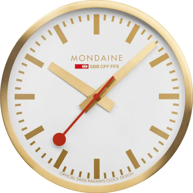 Mondaine M995.CLOCK.17SBG Clock - Stationsklok Goud - XL Wandklok - Ø 40cm Goudkleurig