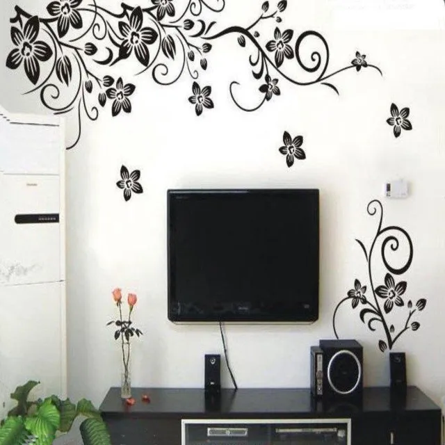 Muurstickers.com Muursticker Bloem | Bloem Muursticker 80x100 | Zwart