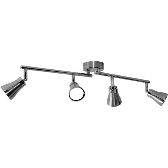 Globo Lighting Plafondlamp spot 4 vlammen plafondlamp zilver woonkamer plafondlampen, LED spots beweegbaar metaal, 4x GU10 4x 3 Watt 4x 280 lm, LxBxH 62,5x8x16 cm