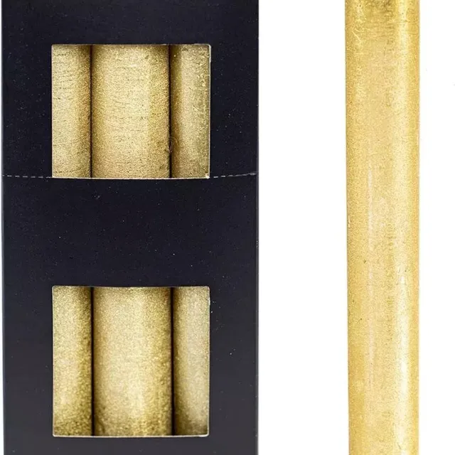 Home Society Xl Dinerkaarsen - 9 stuks - Goud - 3.5 cm dik - 24 branduren