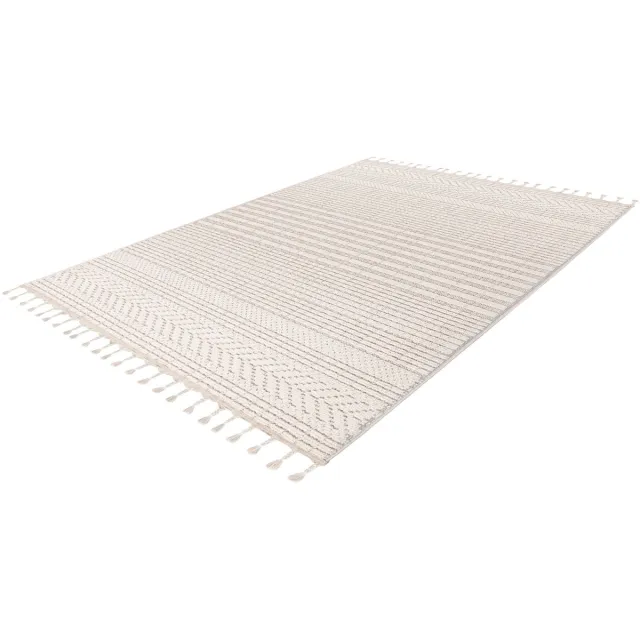 Lalee Luxor Vloerkleed - Berber Tapijt - Laagpolig - Wit Creme - 3D-effect - Boho Modern Design - 120x170 cm