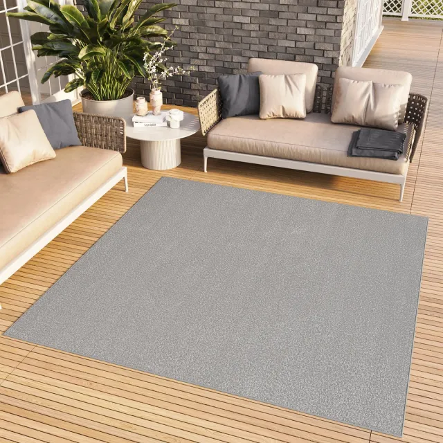 Tapiso Mono Square Vloerkleed Laagpolig Grijs Vierkant Tapijt Maat- 200x200 Grijs 1