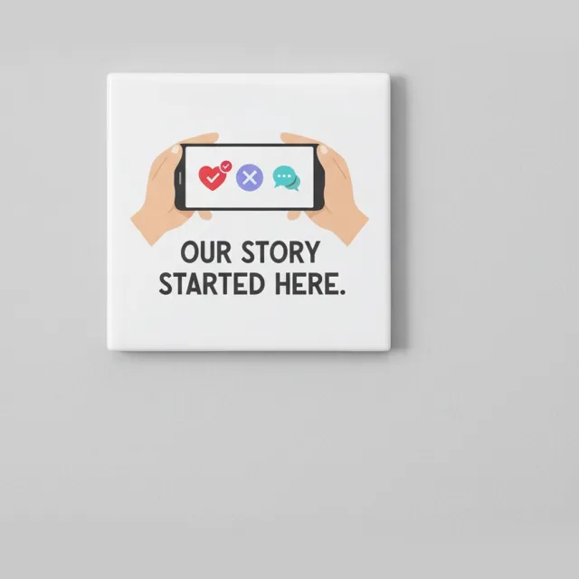 Nevolis Our Story Started Here Liefde Tekst Tegel – Romantische Koppel Woondecoratie – Keramische Tegel 15 x 15 cm Multi Color