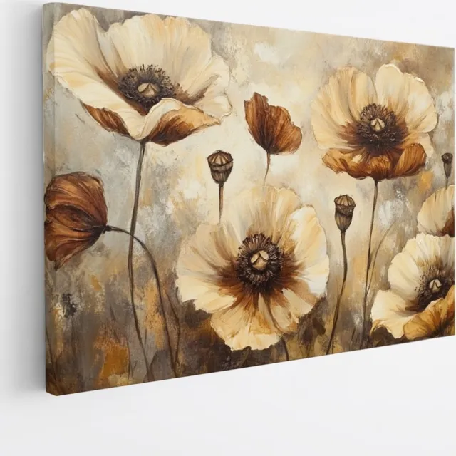 Saammp Canvas Schilderij - Vintage - Bloemen Schilderij - Abstract - Natuur - 120x80 - Foto op canvas - Wanddecoratie - Modern Interieur - Woonkamer Decoratie Multicolor