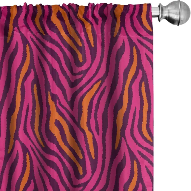 ABAKUHAUS Safari-gordijnen – zebra-print – 2x75x175 cm – roze pruim Rosa Plum oranje