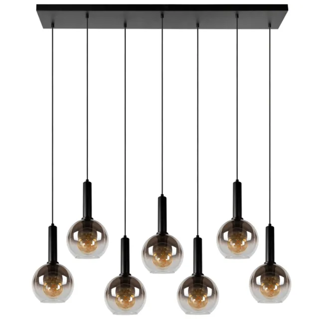 Lucide MARIUS - Hanglamp - 7xE27 - Zwart Zwart, Fumé