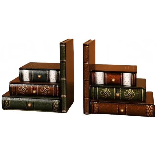 Decopatent© Decopatent - Vintage Houten Boekensteunen met 6 Lades - 2-Delige Set - Boekensteun Hout - Vintage Boeken Design - Voorzien van 6 opberg schuiflades - Boekenstandaard - Afm. 16.5x12.5x17 CM.