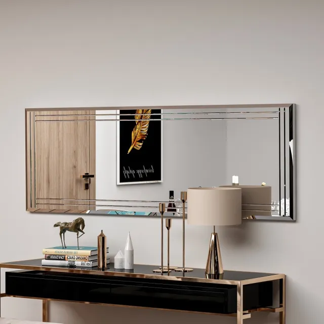 Skye Decor , Spiegel, Buhem - White, MDF, Wit, 40 x 2,2 x 120 cm Zilver