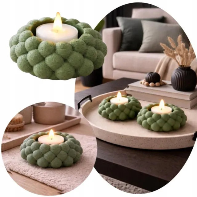Home Moderne 3D Tealight Kaarshouder Groen met LED Kaars