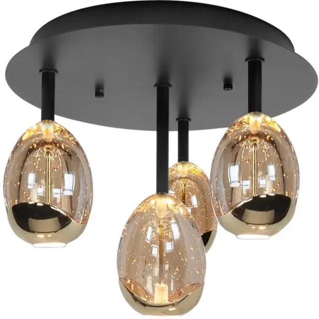 Highlight Plafondlamp Golden Egg 4 Lichts Led Amber - Zwart Ø 35cm Goud, Zwart