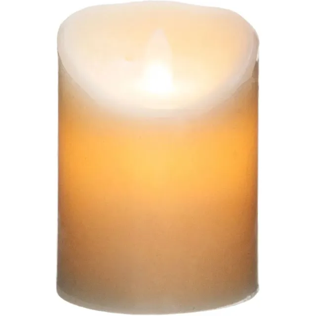 Atmosphera Led stompkaars - 1x stuks - Warm licht - Wit - 10 x 14,5 cm