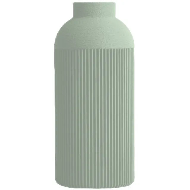 Layvo NOVA Vaas - Salie - D11 x H25 cm - droogbloemen vaas - gegroefde vaas - gerecycled plastic