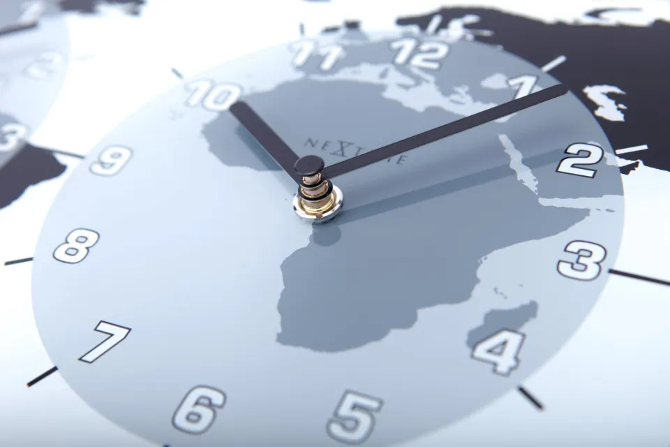 NeXtime Wandklok - 50 x 18,6 x 3,6 cm - glas - wereldklok - 'Mondial' grijs, foto 6