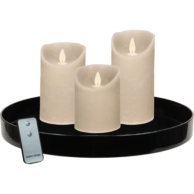 PEHA Zwart dienblad - inclusief 3 LED kaarsen taupe beige - met afstandsbediening