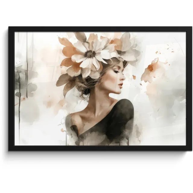 FrameYourWall Poster in lijst - Fotolijst 60x40 cm - Posters - Bloesem - Portret - Gezicht - Posterlijst zwart - Decoratie - Wanddecoratie woonkamer - Muurdecoratie slaapkamer