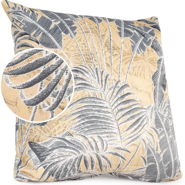 ANRO Palm Sierkussen 40x40 cm - Velours - Inclusief vulling Geel