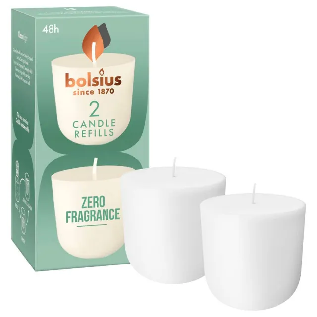 Bolsius Zero Fragrance kaarsnavulling geurloos 2 stuks crème