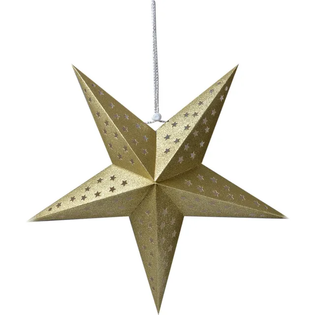 Clayre & Eef Hangende ster 45x15x45 cm Goudkleurig Papier