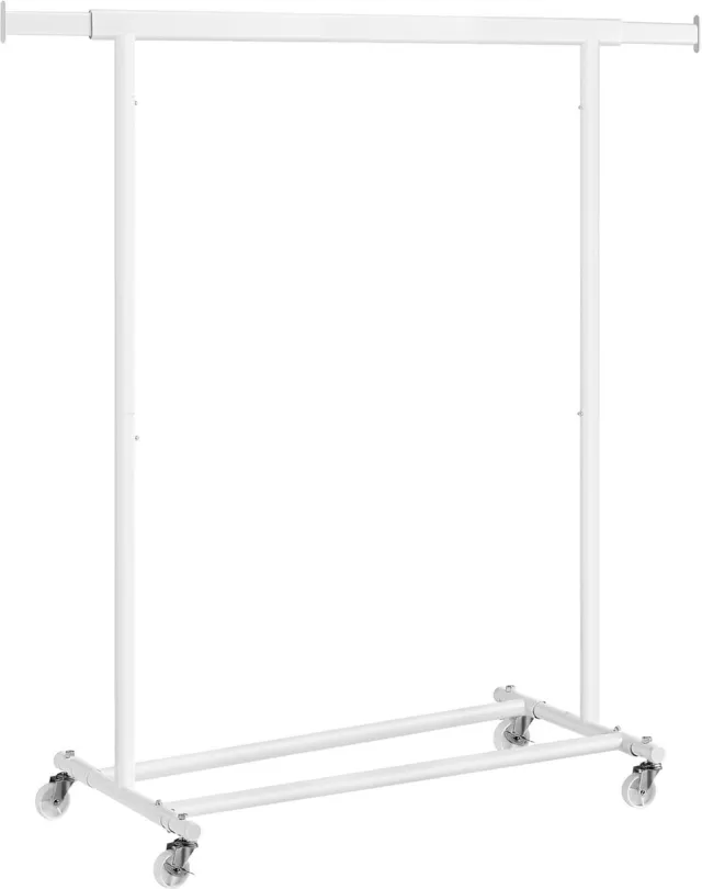 RALA Uitschuifbaar Kledingrek op Wielen, 100 kg Draagvermogen, wit - PATAYE Collectie HSR013W01
