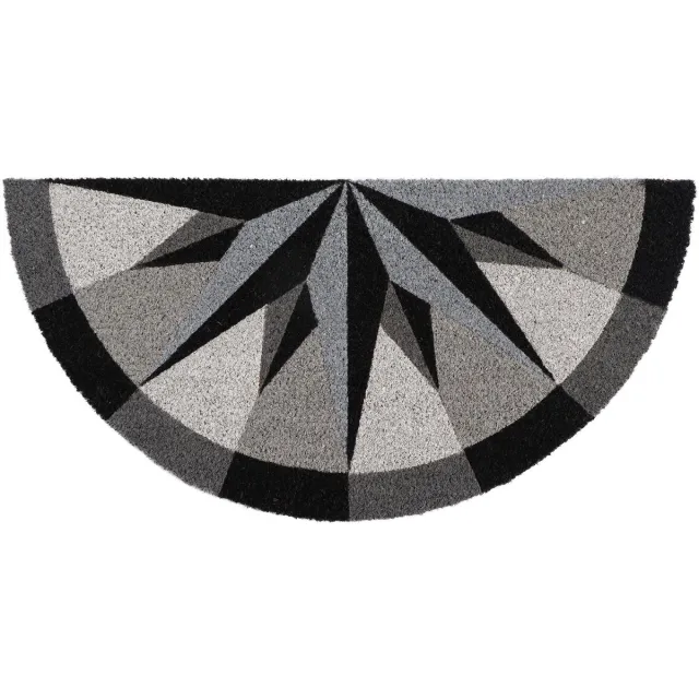 Luance Cozy Step Deurmat - anti slip - half maan - windroos print - 75 x 37 cm - buiten - schoonloopmat grijs