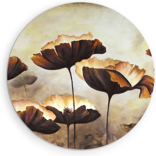Saammp Forex Muurcirkel - Abstracte Vintage Bloemen - Natuur - Modern - Ø 60 - Wandcirkel - Wanddecoratie Cirkel - Muurdecoratie Woonkamer - Kantoor Decoratie