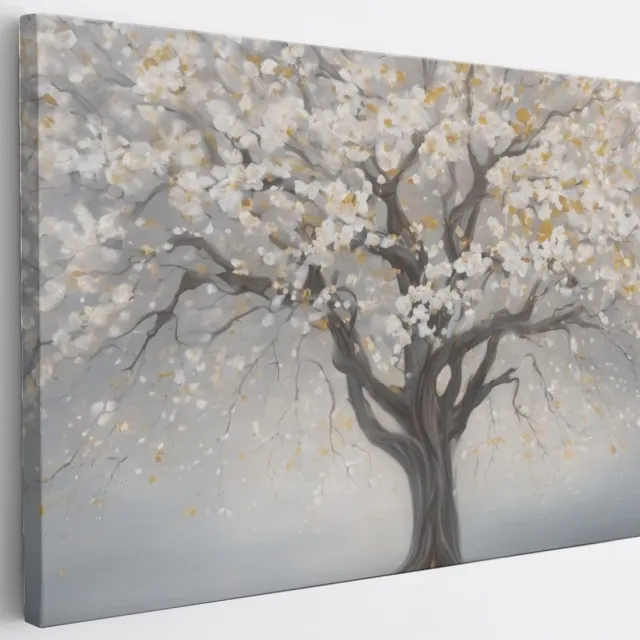 Saammp Canvas Schilderij - Winterboom - Abstract - 120x80 - Foto op canvas - Wanddecoratie - Muurdecoratie Woonkamer - Slaapkamer decoratie - Canvas Print Multicolor