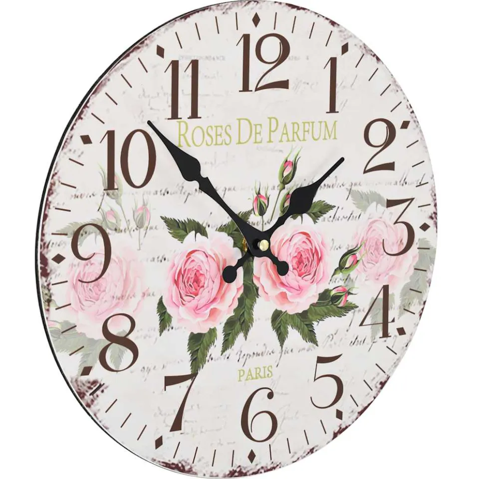 vidaXL Wandklok vintage stijl 30 cm bloemen Meerkleurig