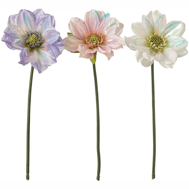 J-Line dahlia - polyester - lichtblauw/lichtroze - 9 assortimenten van 3