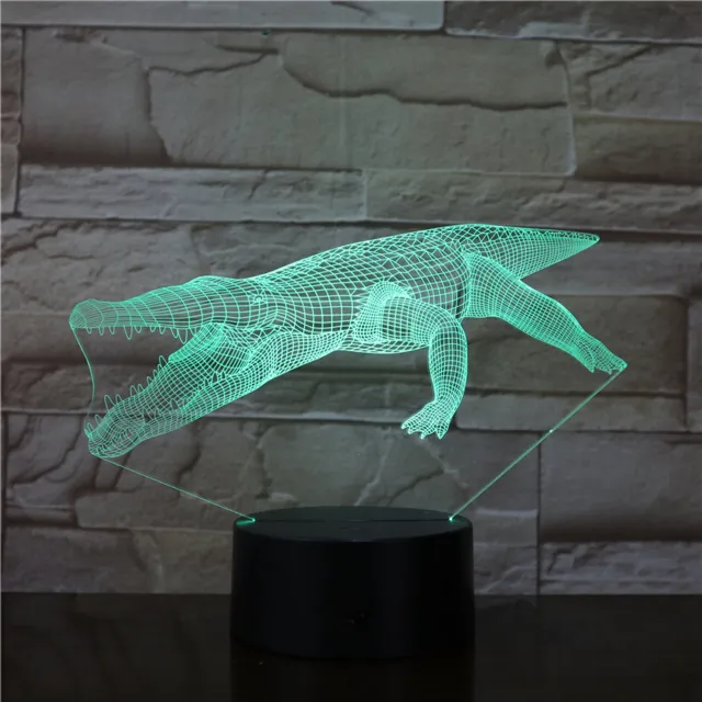 MC Living 3D Led Lamp Met Gravering - RGB 7 Kleuren - Krokodil