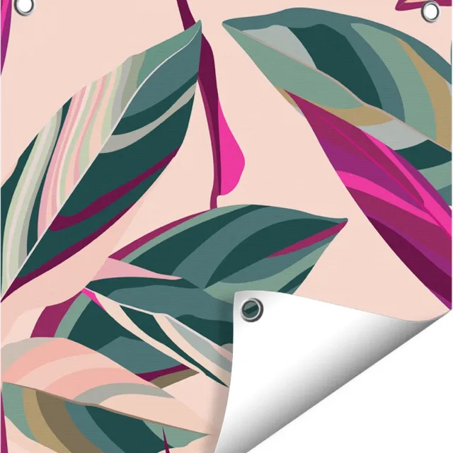 Gards Tuinposter Bloem Bladeren - Bloemen - Abstract - 40x40 cm - Tuindoek - Tuindecoratie - Wanddecoratie buiten - Tuinschilderij Multikleur