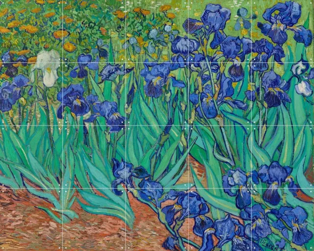IXXI Irissen, Vincent van Gogh (1853 - 1890) - 100 x 80 cm - Grote wanddecoratie en posters Bloemen, Botanisch Koele tinten