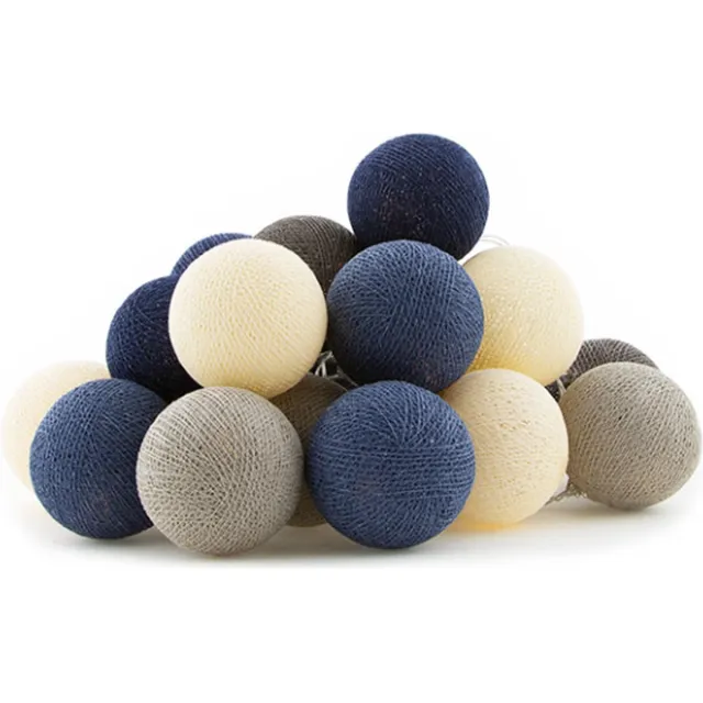 Cotton Ball Lights LED lichtslinger voor binnen - Handgemaakt en Fairtrade - 20 lampjes - Steel Blue