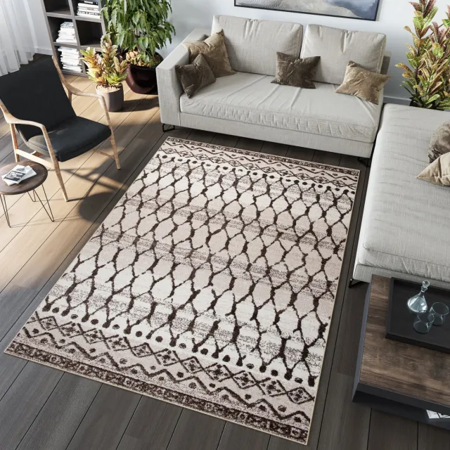 Tapiso Sari Vloerkleed Laagpolig Beige Licht Tapijt Bruin 6