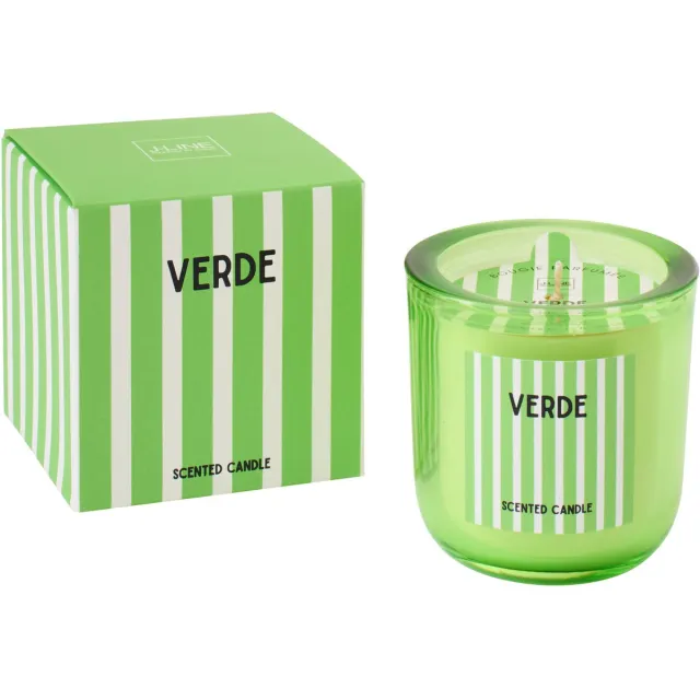 J-Line geurkaars Verde - Spring Ivy & Neroli - glas - groen - small