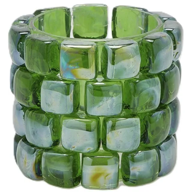 EDG - Enzo De Gasperi EDG - Waxinelichthouder - Glas - groen - D12 x H10 cm - Opening 8 cm