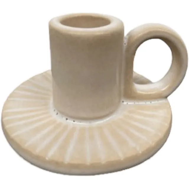 Rustik Lys Kaarsenhouder 'Sun' - Vanilla (Ø9cm) Crème