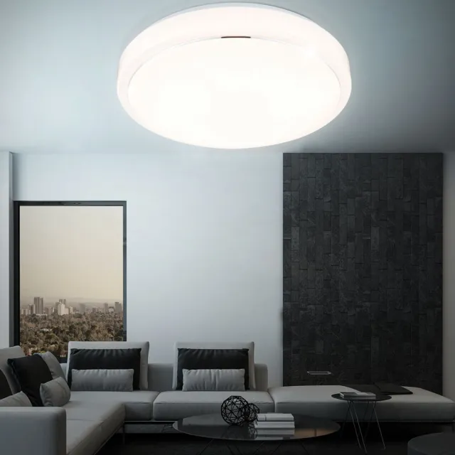 Globo Plafondlamp dimbaar LED woonkamerlamp plafond modern, aluminium wit, 1x LED 24W 1450Lm warm wit, DxH 38x10 cm