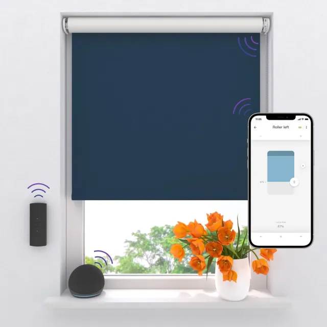 DTCH Elektrisch Rolgordijn Verduisterend - Easy - Blue - 60 x 190 cm - Motionblinds CMD-02-P