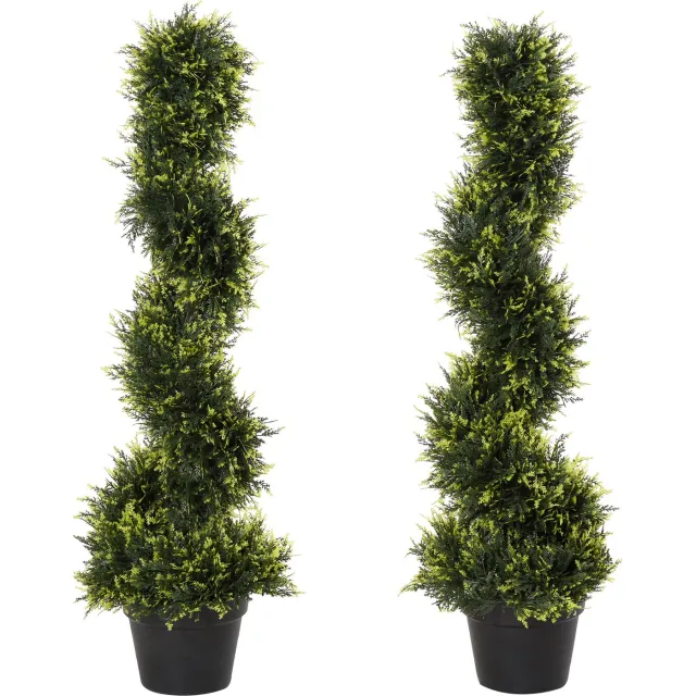 Sunona Kunstceder in spiraalvorm - Inclusief pot - 90 cm hoog - Groen