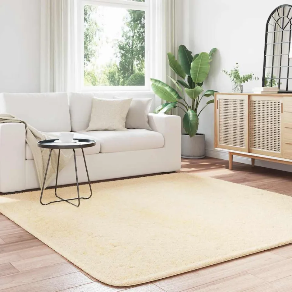 vidaXL Hoogpolig vloerkleed NAVARRA 200x200 cm polyester crèmekleurig, foto 3