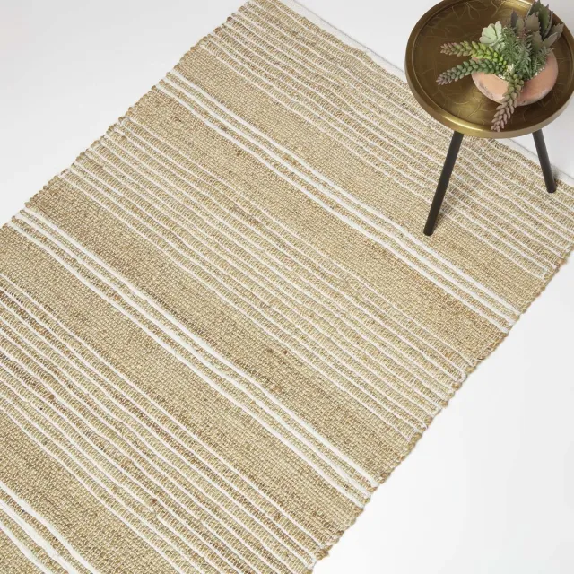 Homescapes jute vloerkleed Arlyn 90 x 150 cm - beige-wit gestreept vloerkleed Beige-Crèmewit